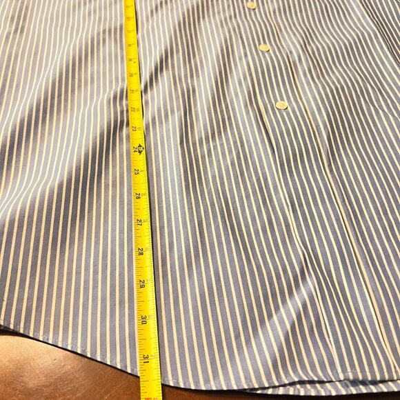 Brooks Brothers 346 Mens Blue & White Striped Button-Down Dress Shirt 16.5 34/35 - Picture 7 of 7